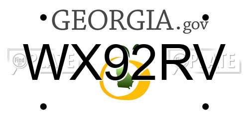 WX92RV Georgia License Plate