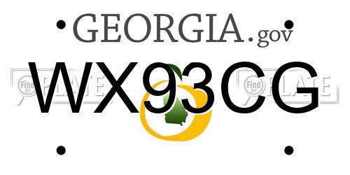 WX93CG Georgia License Plate