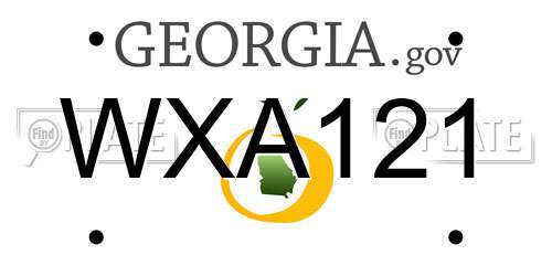 WXA121 Georgia License Plate