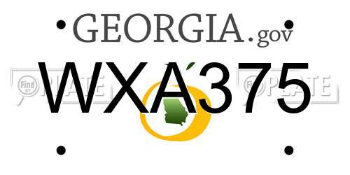 WXA375 Georgia License Plate
