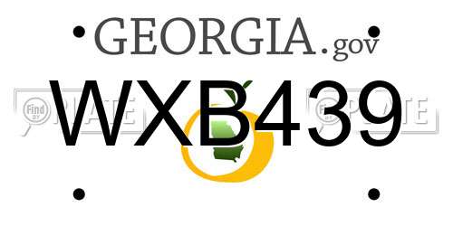 WXB439 Georgia License Plate