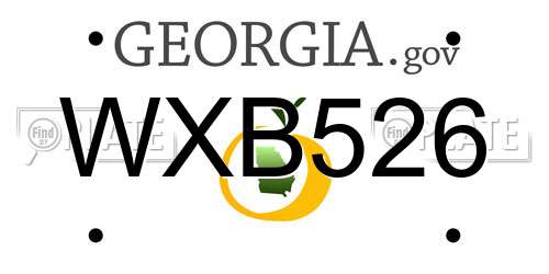 WXB526 Georgia License Plate