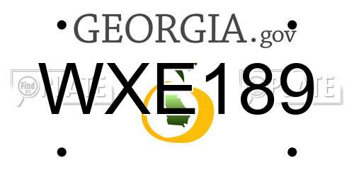 WXE189 Georgia License Plate