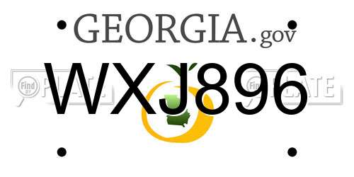 WXJ896 Georgia License Plate