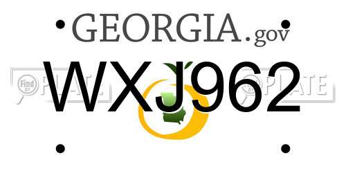 WXJ962 Georgia License Plate