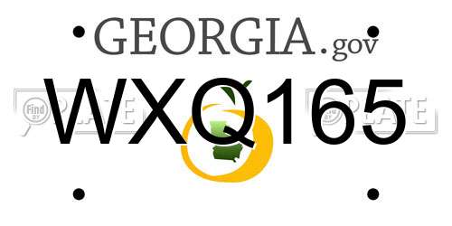 WXQ165 Georgia License Plate