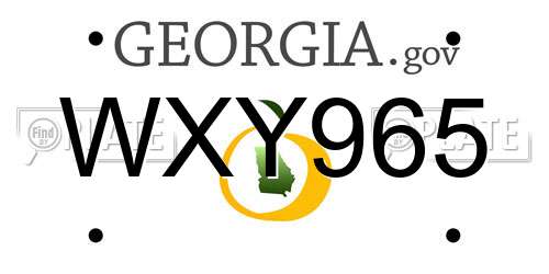 WXY965 Georgia License Plate