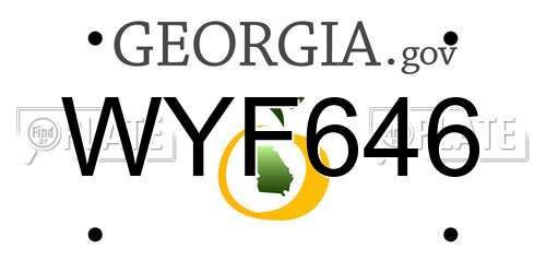 WYF646 Georgia License Plate