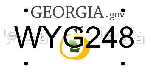 WYG248 Georgia License Plate