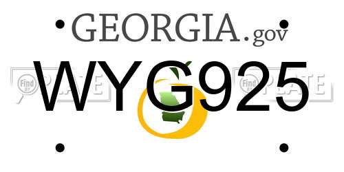 WYG925 Georgia License Plate