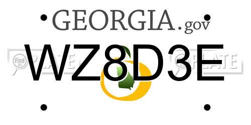 WZ8D3E Georgia License Plate