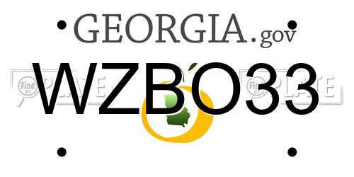 WZBO33 Georgia License Plate
