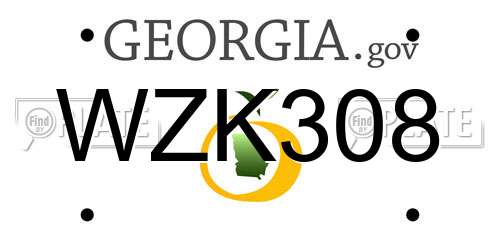 WZK308 Georgia License Plate