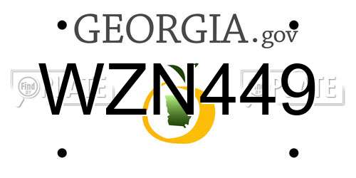 WZN449 Georgia License Plate