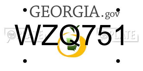 WZQ751 Georgia License Plate