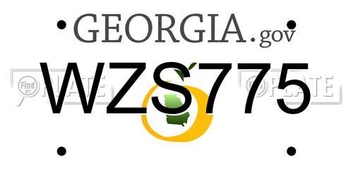 WZS775 Georgia License Plate