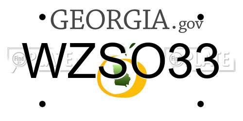 WZSO33 Georgia License Plate