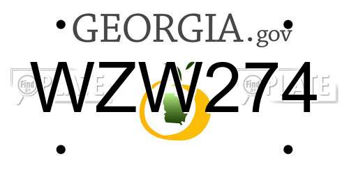 WZW274 Georgia License Plate