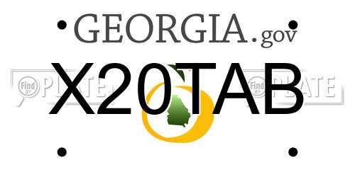 X20TAB Georgia License Plate