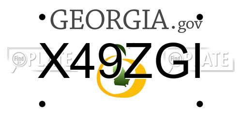 X49ZGI Georgia License Plate