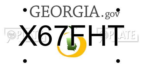 X67FHT Georgia License Plate