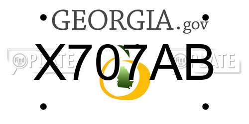 X707AB Georgia License Plate