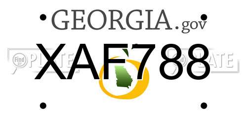 XAF788 Georgia License Plate