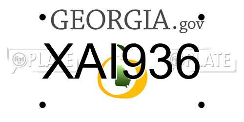 XAI936 Georgia License Plate