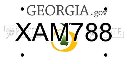 XAM788 Georgia License Plate