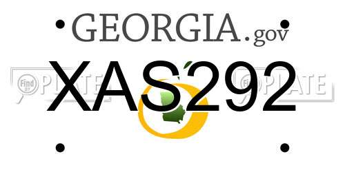 XAS292 Georgia License Plate