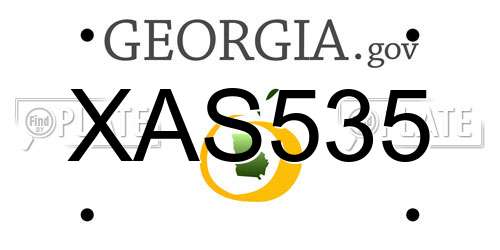 XAS535 Georgia License Plate