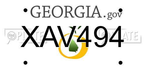 XAV494 Georgia License Plate