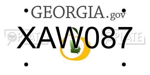 XAW087 Georgia License Plate