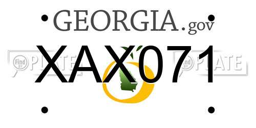 XAX071 Georgia License Plate