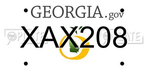 XAX208 Georgia License Plate