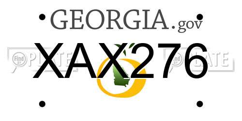 XAX276 Georgia License Plate