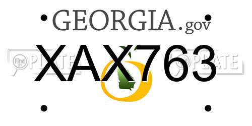 XAX763 Georgia License Plate