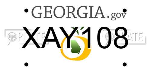 XAY108 Georgia License Plate