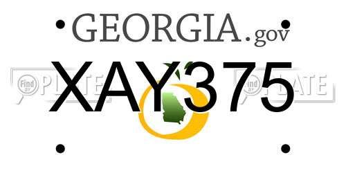 XAY375 Georgia License Plate