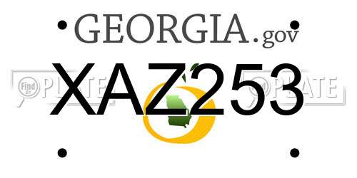 XAZ253 Georgia License Plate
