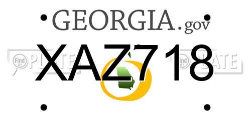 XAZ718 Georgia License Plate