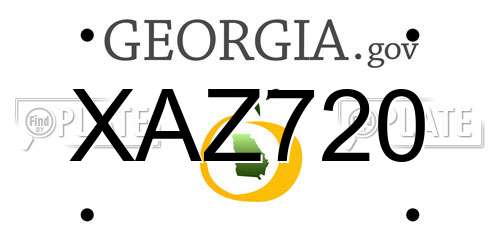 XAZ720 Georgia License Plate