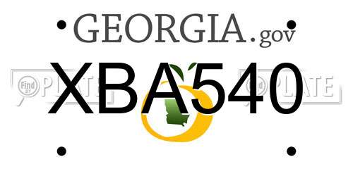 XBA540 Georgia License Plate