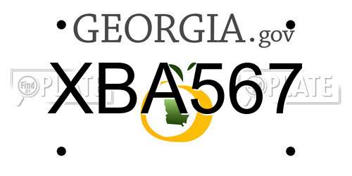 XBA567 Georgia License Plate