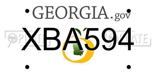 XBA594 Georgia License Plate