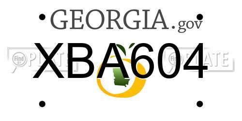 XBA604 Georgia License Plate