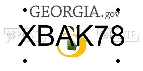 XBAK78 Georgia License Plate