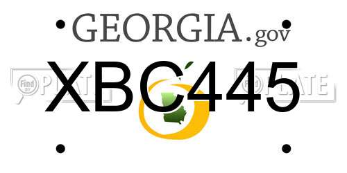 XBC445 Georgia License Plate
