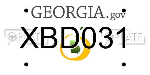 XBD031 Georgia License Plate