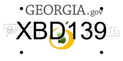 XBD139 Georgia License Plate